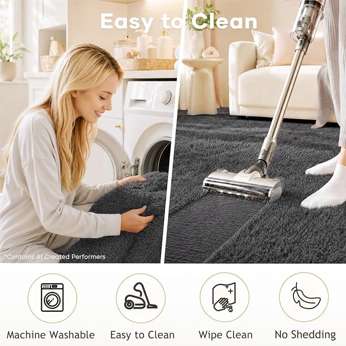 Ophanie 2x10 Runner Rug for Hallway, Upgrade Non-Slip Fluffy Soft Bedside Rugs - Image 3