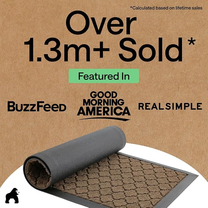 GORILLA GRIP 100% Waterproof All-Season WeatherMAX Doormat, US Designed Natural - Image 5
