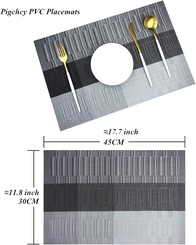 PIGCHCY Placemats Set of 8 Washable Durable Placemat Vinyl Heat Resistant - Image 2