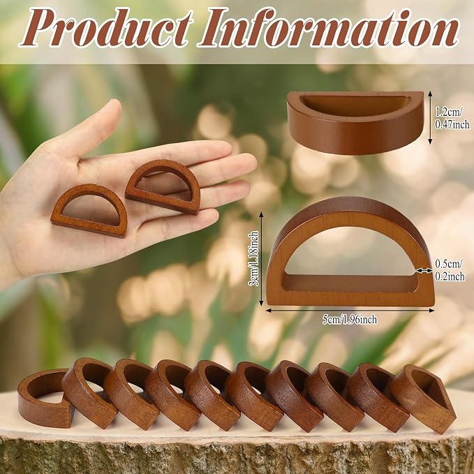 24 Pcs Wooden Napkin Rings Handmade Dining Napkin Holder Buckles Farmhouse - Image 2