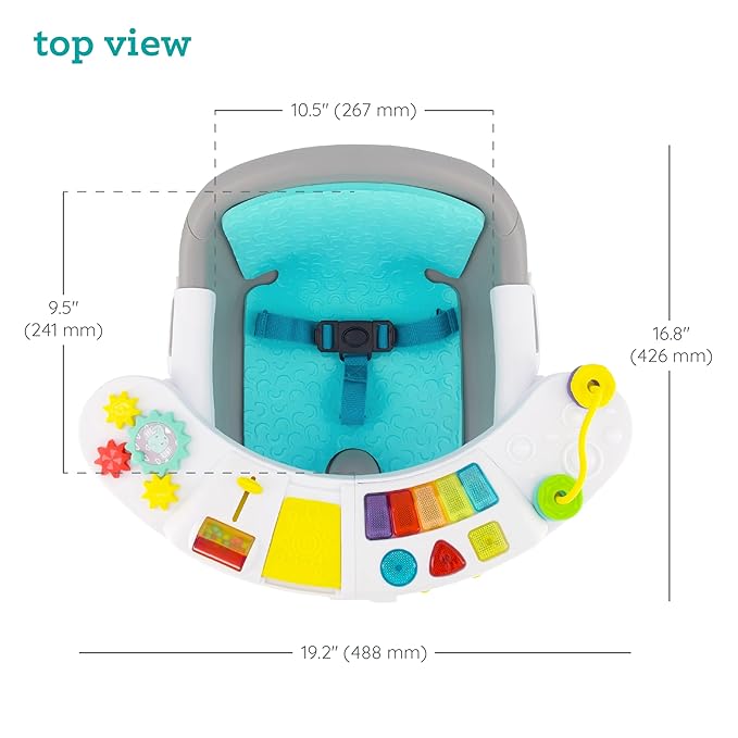 Infantino Music & Lights 3-in-1 Discovery Seat & Booster, Toddler Booster Seat for Dining Table or Kitchen Chair, Baby Activity Center & Snack Tray, Teal