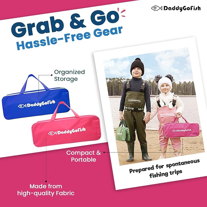 DaddyGoFish Kids Fishing Pole - Rod Reel Combo Tackle Box Starter Set - First Year Small Gear Kit for Boys Girls Toddler Youth Age Beginner Little Children