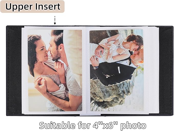 RECUTMS Small Photo Album 4x6 52 Photos, Leather Cover Mini Photo Book with Front Window Holds 52 Vertical Photos, for Artwork or Postcards Storage Wedding Family Baby Vacation(Dark Blue)