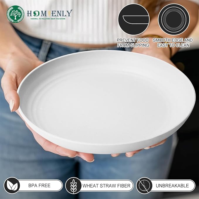 Deep Dinner Plates, Wheat Straw Plates 10 inch Set of 8, Unbreakable Plates - Image 4