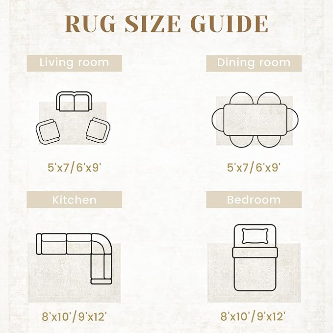 8x10 Area Rugs for Living Room: Washable Large Vintage Floral Rug Low Pile - Image 7