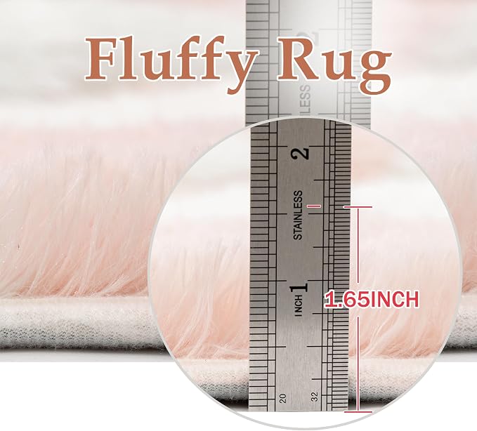 PureCozy Checkered Rug 8x10 Fluffy Shag Living Room Pink Area Rug Modern - Image 7