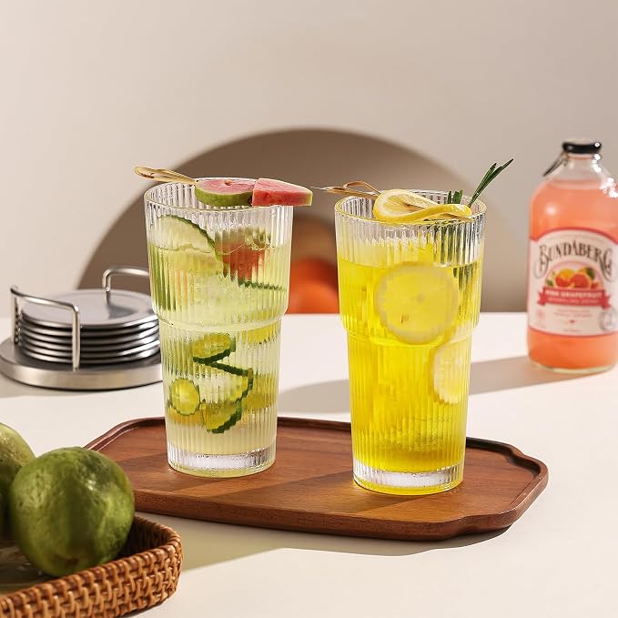 Ribbed Glass Tumbler Drinking Glasses - Image 7