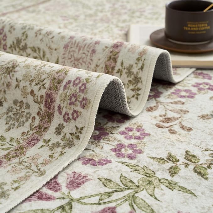 jinchan Zenith Floral Runner Rug 2x6 Washable Kitchen Runner Non-Slip Low-Pile - Image 9