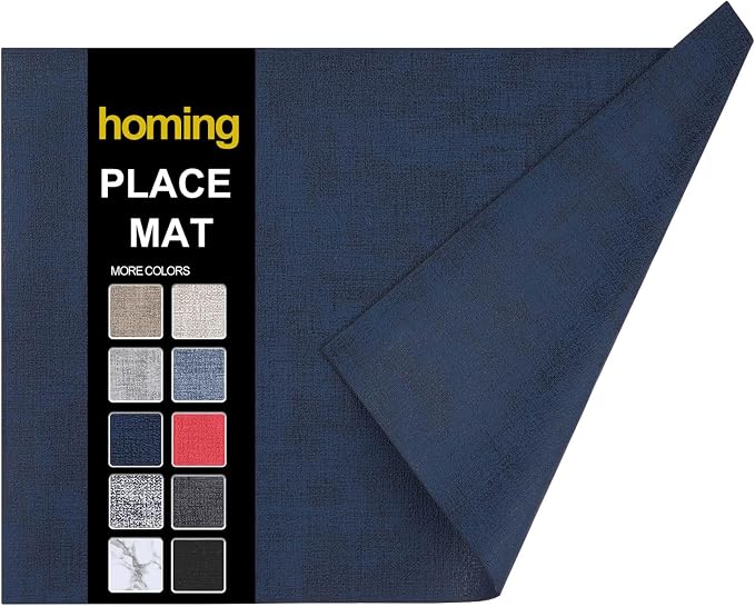 Faux Leather Heat Resistant Placemats 6 Packs, Waterproof Wipeable Dining PU by homing