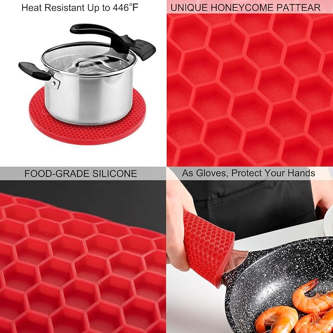 Silicone Trivets for Hot Pots and Pans, Heat Resistant Trivet Mats for Hot - Image 6