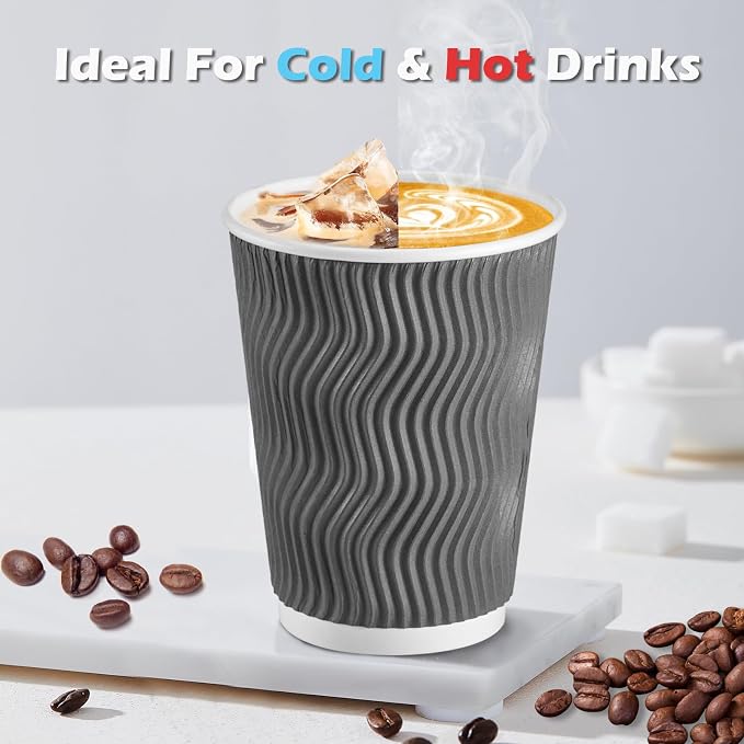 Lamosi 500 Count 8 oz Insulated Coffee Cups, Disposable Paper Cups No Lids | - Image 2