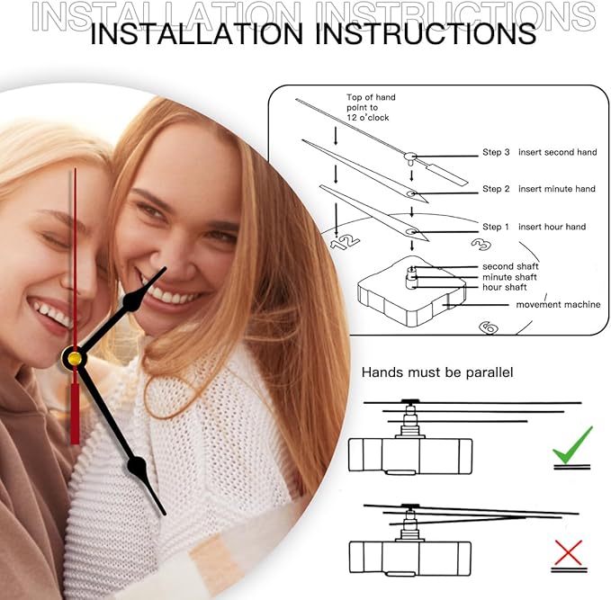 Generic Custom Clocks for Walls Personalized Picture Hanging Time Clocks Customized Round Clock for Birthday Wedding Present Creative, 10inch-25cm