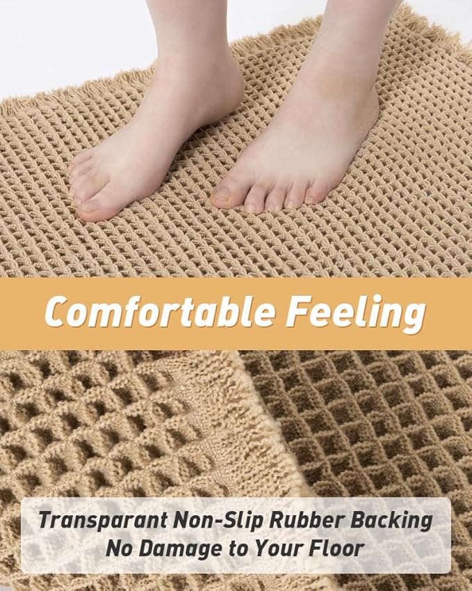 AMOAMI Upgraded Waffle Bath Mat, Super Absorbent Non Slip Bath Mats - Image 4