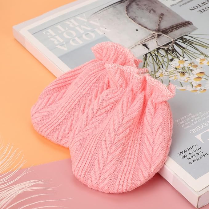 Newborn Baby Mittens No Scratch Cotton Elastic Wrist Gloves Infant Toddler Mittens for Baby Boy Girl 0-6 Months