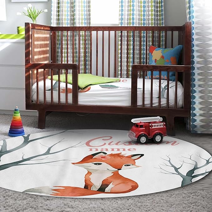 Personalized Nursery Crib Bedding Set: Custom Name 5 Piece Baby Crib Sets with Cute Fox Pattern - Toddler Double Layer Blanket Set, Comfortable Crib Bed Sheets for Baby Grils