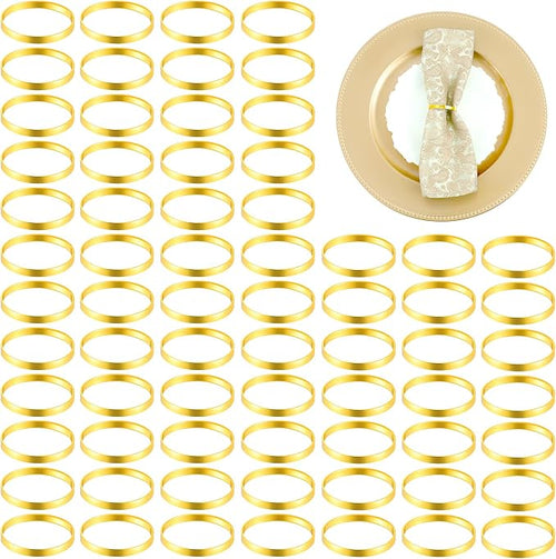 100Pcs Gold Napkin Rings Bulk, Elegant Gold Napkin Rings, Servilleteros para by Unknown