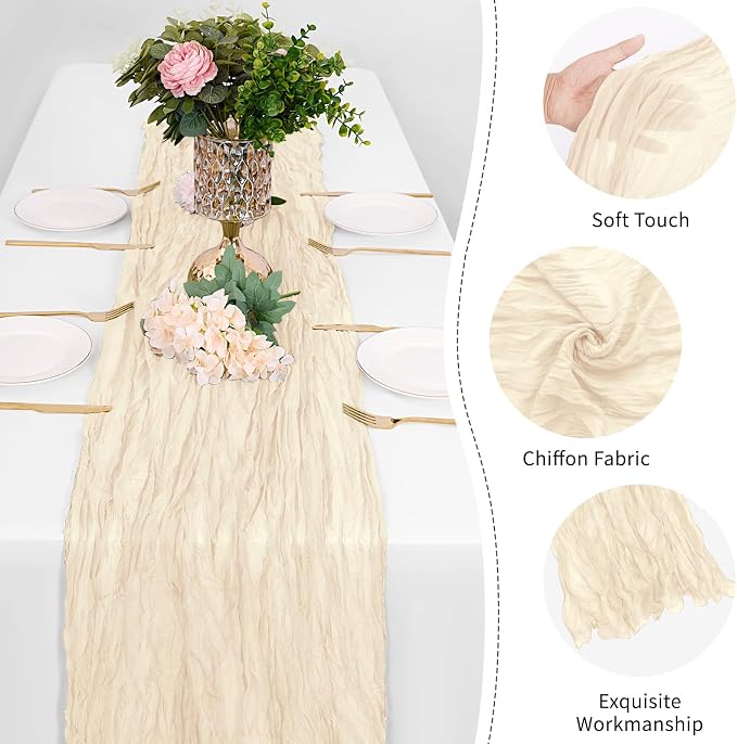 12 Pack Ivory Cheesecloth Table Runner 17 x 108 Inch Gauze Table Runner Fabric - Image 5
