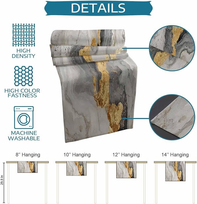 Grey Ombre Marble Table Runners 90 Inches Long, Abstract Art Kitchen Dining - Image 8