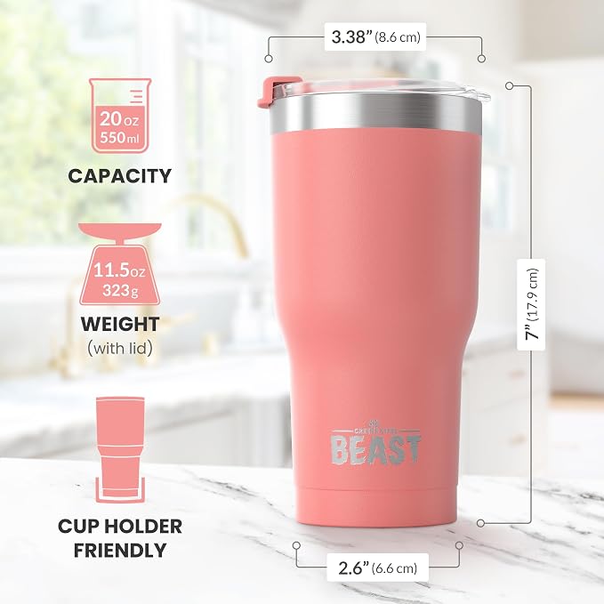 Beast 20 oz Tumbler Stainless Steel Vacuum Insulated Coffee Ice Cup Double Wall - Image 7