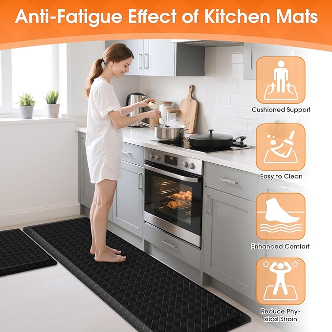 TranquilRelax 4/5 Inch Thick Anti-Fatigue Kitchen Mats 2Pcs, Cushioned Non-Slip - Image 4