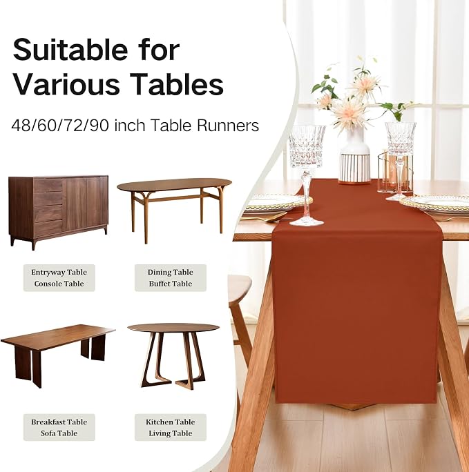 Wolkemer Farmhouse Rust Table Runner Dining Table Runners 48 Inches Long | - Image 5