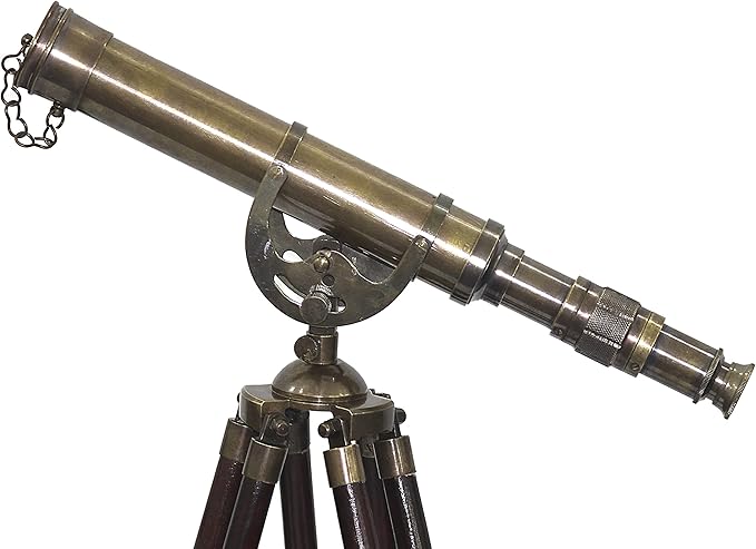 Decorative Brass Harbor Master Spyglass Telescope on Tripod – Vintage Maritime Nautical Scope for Table Office Home Decor & Collectible Navigation Gift