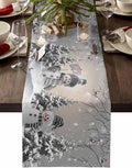 Christmas Snowman Table Runners 60 Inches Long, Cotton Linen Fabric Snowflake by Edwiinsa