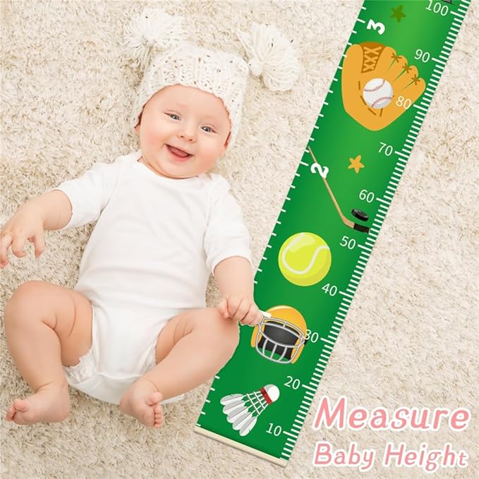 Ocean Mermaid Growth Chart for Kids Baby Height Chart Ruler Removable Canvas Wooden Frame Hanging Wall Rulers Measurement Charts for Toddler Room Nursery Decor - 79"X7.9" with Black Wood