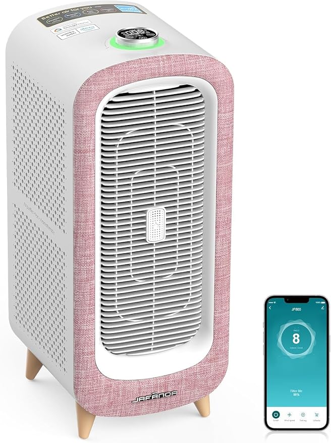 Jafända Large Room Air Purifier for Home up to 2105ft², Quiet Air Cleaner for Bedroom, 4×Ture Activated Carbon Air Filter Removes Pet Dander/Hair/Odor Allergies Dust Smoke Pollen