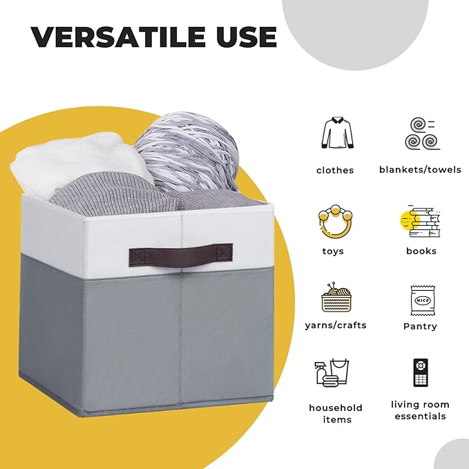 Criusia Large Storage Cubes -6 Set Closet Organizers Bins for Clothes -13 inch Fabric Storage Baskets for Shelves, Cube Organizer/ Toy Storage Organizer/ Dorm Room Essentials/ House warming Gift