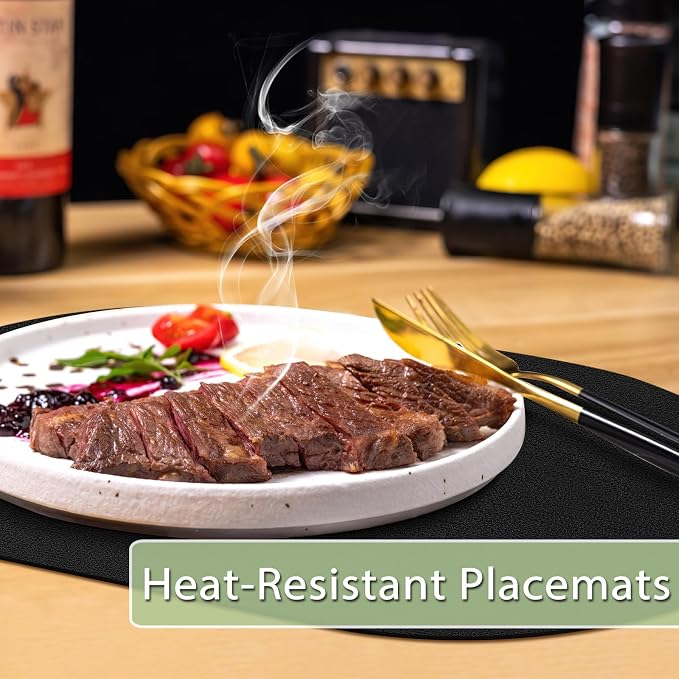 Placemats Set of 12 Washable, Heat Resistant Table Placemats Wipeable Faux - Image 2