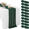 10 Pack Dark Green Cheesecloth Table Runner 10FT Boho Gauze Fabric Table Runner by HAISIWLKJ