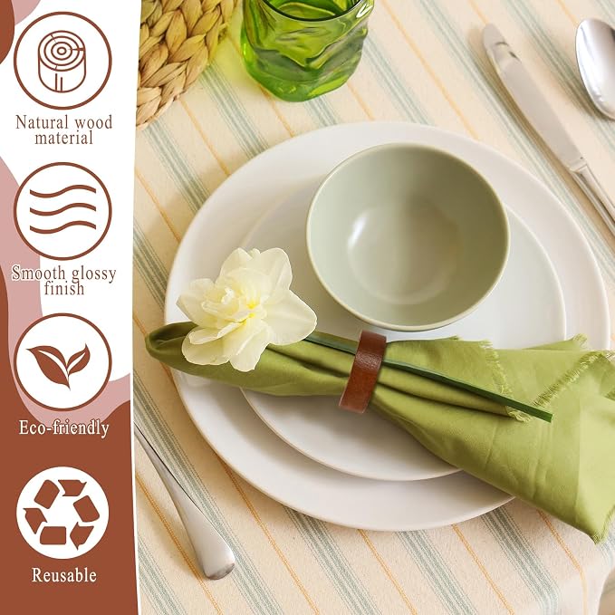 24 Pcs Wooden Napkin Rings Handmade Dining Napkin Holder Buckles Farmhouse - Image 3