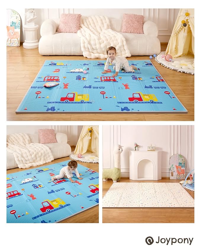 Baby Play Mat, Foldable Play Mats for Babies and Toddlers, Waterproof & Anti-Slip Baby Floor Mat for Tummy Time, Baby Mat for Floor with Travel Bag for Indoor Outdoor 71x59x0.4 inches