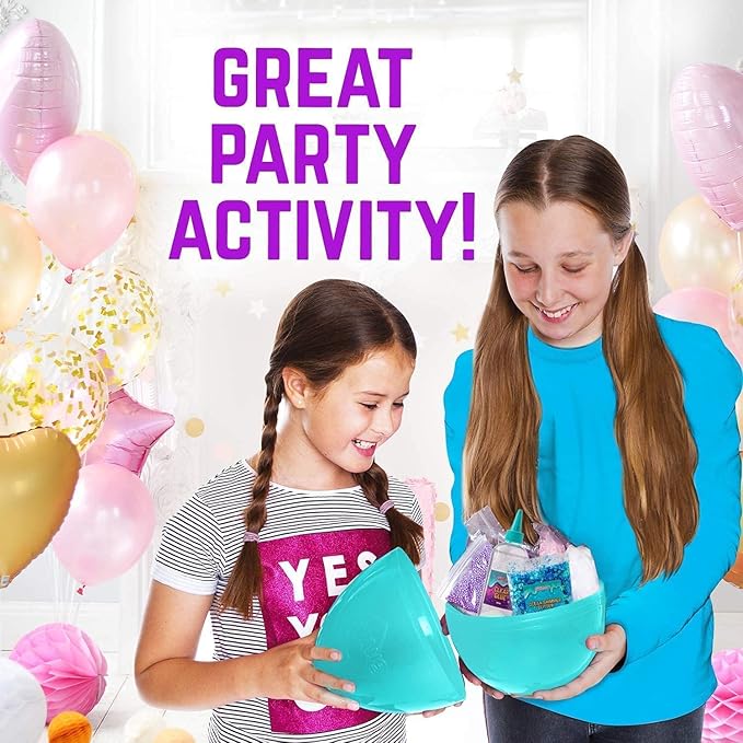 GirlZone Giant Mermaid Sparkle Egg Slime Kit - Large Multicolor Set - Glow-in-The-Dark & Glitter Add-Ins with Built-in Egg Mixing Bowl, Foam Balls & Mermaid Charms - Slime Kit for Girls Ages 8-12