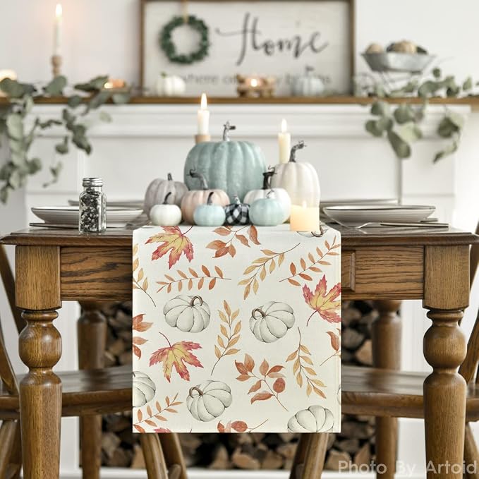 Artoid Mode 210 GSM Fall Table Runner 13x60 Inch Home Party Decor | Orange - Image 2