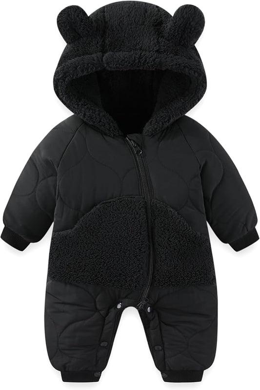 JiAmy Baby Snowsuit Newborn Winter Clothes Coat Romper Windproof Fleece Hat Zipper Baby Bear Outfit