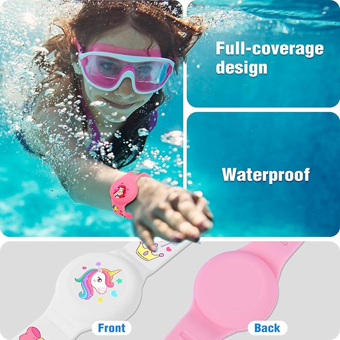 2 Pack AirTag Bracelet for Kids, Waterproof Air tag Holder for Kids with Soft Silicone Full Coverage Anti-Lost Hidden Airtag Wristband Accessories for Child