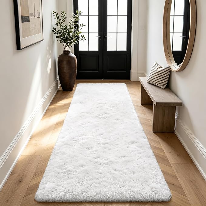 Shag Runner Rug for Bedroom Living Room 3x7 Upgrade Non-Slip Fluffy Soft - Image 4