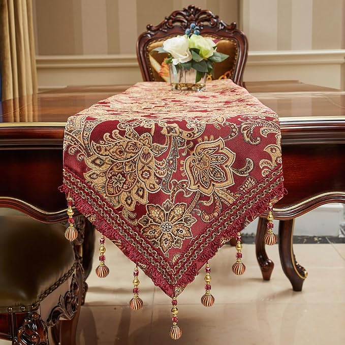 Luxury Vintage Table Runners 72 inches Long Embroidery Jacquard Fabric - Image 8