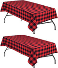 Red and Black Plaid Tablecloth Waterproof, 2 Pack, 60 x 120 inch | Checkered by Hiasan