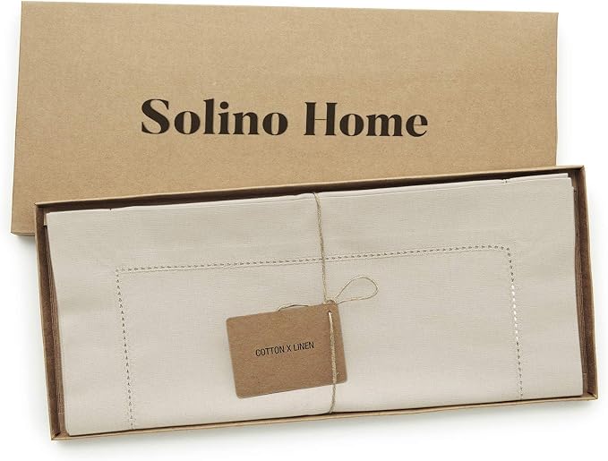 Solino Home Cotton Linen Dining Table Runner Linen Hemstitch, 14 x 36 in | - Image 5