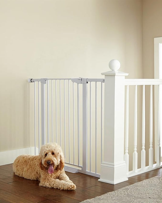 Cumbor 36" Extra Tall Baby Gate for Dogs and Kids with Wide 2-Way Door, 29.7"- 46" Width, and Auto Close Personal Safety for Babies and Pets, Fits Doorways, Stairs, and Entryways, White