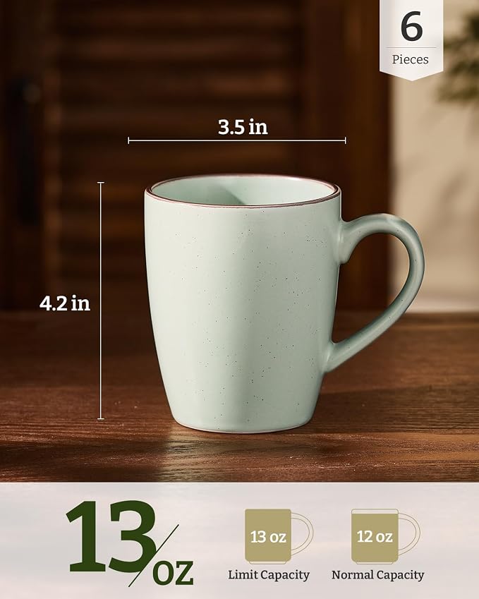 famiware Venus Coffee Mugs Set of 6, 13 oz Ceramic Stoneware Mug Cup Set | - Image 4