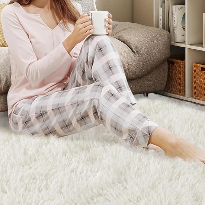 Mugorn 3x5 Rugs for Bedroom, Large Fluffy Cream White Area Rugs for Living Room - Image 7