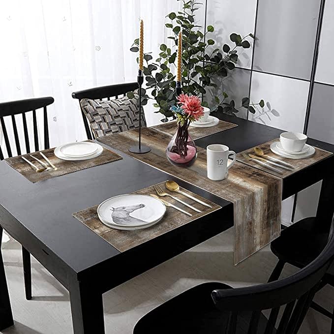 Brown and Grey Abstract Modern Table Runner 108 Inches Long - Image 3