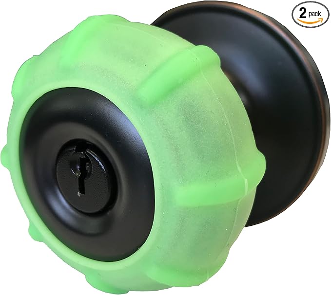 Enjoy Cover - 2 Pack Silicone Door knob Grips Maximum Grip Nonslip Arthritis & Senior Living Aids Grippy Easy Open Fits All Door Knob Universal Size Decorative (Neon Green)