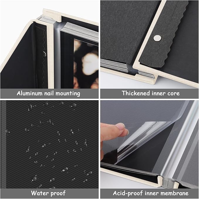 Zesthouse Photo Album Self Adhesive Pages, 60 Pages Magnetic Scrapbook Albums with Sticky Page,Photos Album Holds 8x10 & 5X7 & 4x6 & 6x8 & 3x5, Large Picture Book Ideal for Family,Wedding,Baby