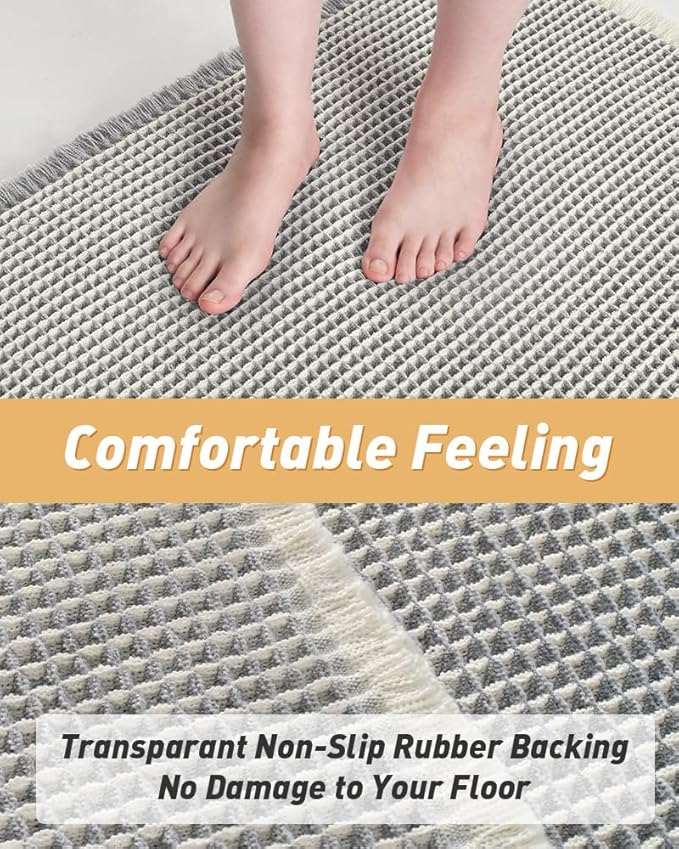 AMOAMI Upgraded Waffle Runner Rug Super Absorbent Non Slip Bath Mats - Image 3
