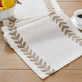 Linen Embroidered Table Runner, Taupe Table Runners 108 Inches Long | Linen by Aoztio